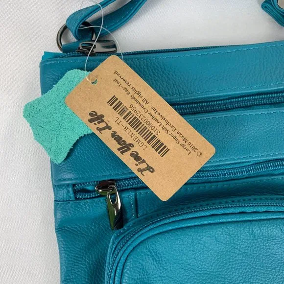 NWT- Maze Exclusive Super Soft Leather Crossbody Bag - Teal - Picture 4 of 10